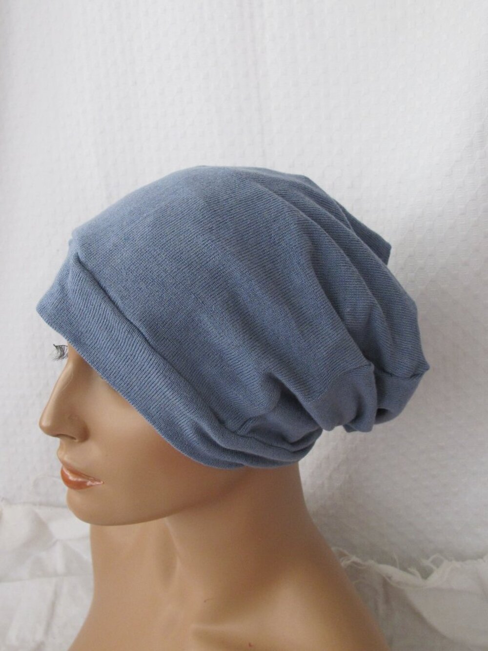 Handmade Denim Blue Slouch Beanie